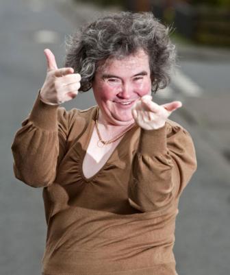 Susan Boyle, alegre como siempre.
